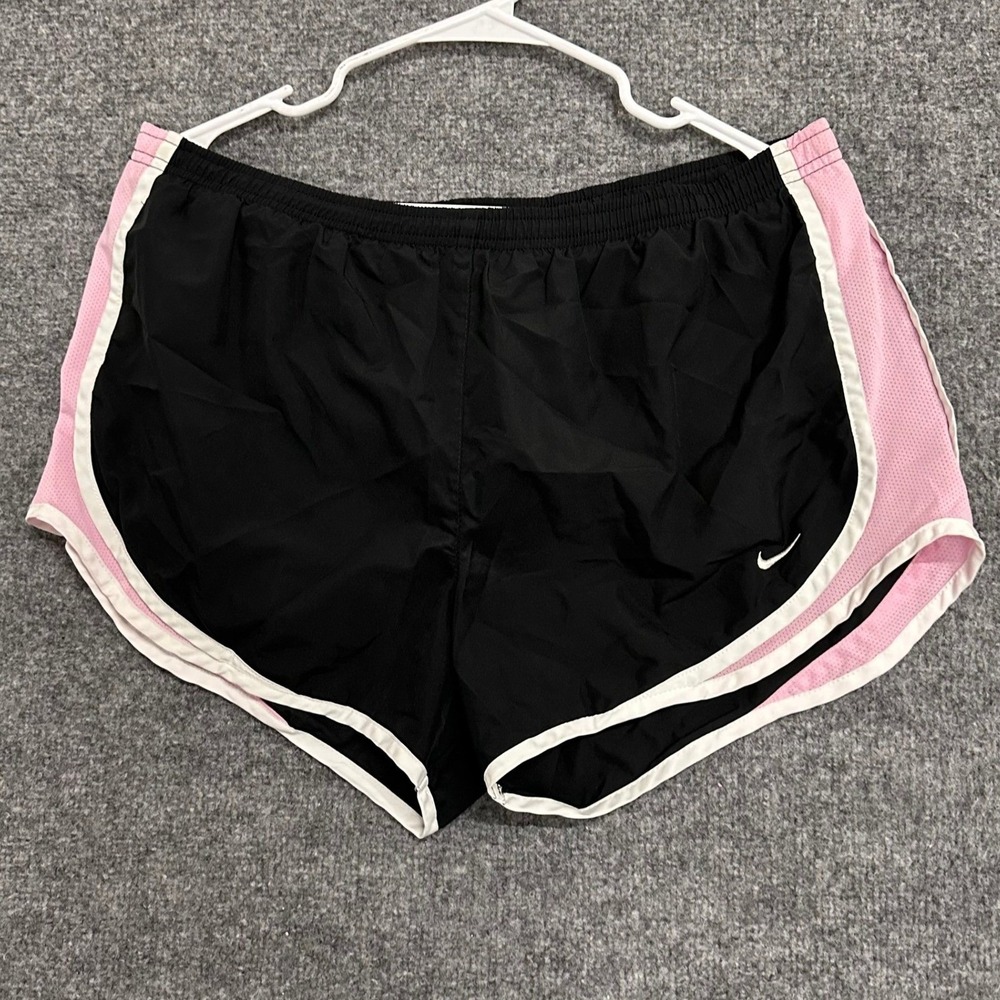 Nike Running Shorts Womens Size L Black Pink Dri-Fit Mesh Trim Athletic Gym